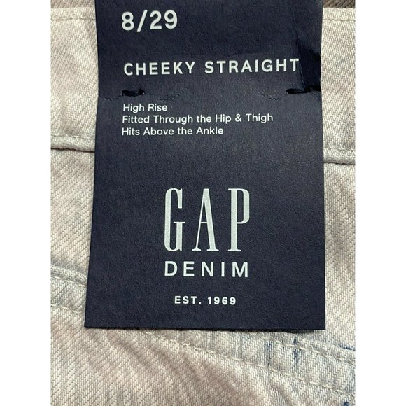 NWT GAP Cheeky Straight Jeans 8/29 High Rise Blue Pink Tie Dye #554698 - Picture 3 of 7